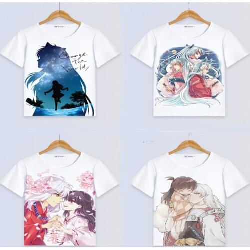 1pcs Anime Inuyasha Cartoon Printed Summer Unisex Short Sleeve T-shirt Cosplay Costume for Women Men Christmas Gift