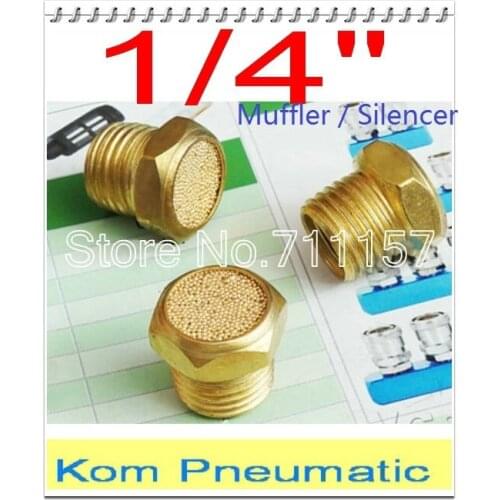 10pcs/lot Brass Exhaust Muffler 1/4 inch BSP 1/4" Pneumatic Plugs Silencer Fitting BSLM-02 Noise Filter Reducer Connector