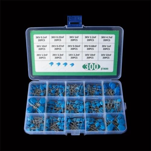 15Values*20pcs=300pcs ceramics capacitor box High Voltage 1KV 2KV 3KV 223 103 222 332 152 102 681 561 471 472 221 101 0.1/0.22NF