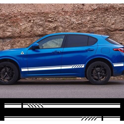 2PCS Car Door Side Sticker For Alfa Romeo Giulia 147 156 159 Mito Stelvio Q4 4C Sportiva Giulietta Accessories Vinyl Film Decals