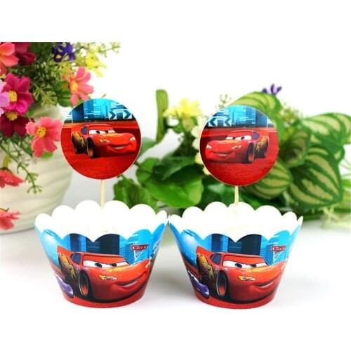 24pc Cupcake Cake Side Cake Dessert Inserted Card Toppers Birthday Party Paper Decor Supplies