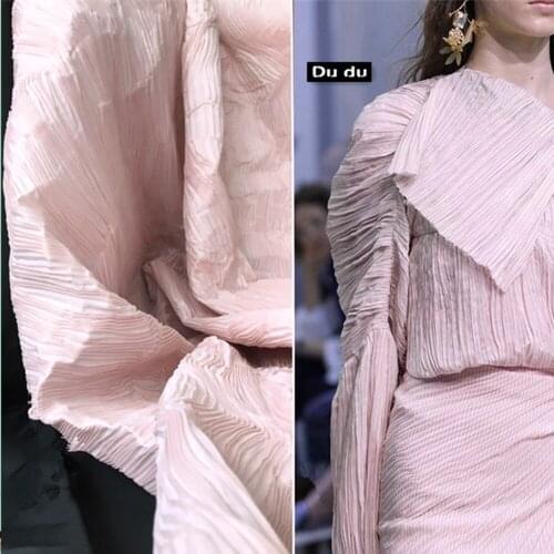 50*145cm Fold texture Clothing Fabric Pink Toothpick Composite Double texture Designer Fabric DIY