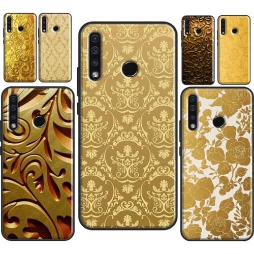 Gold Floral Pattern Soft Cover For Honor 9X 8X 7X 10i 7A 4C 6C 20 Pro 7C 8A 9A 7S 8S 9S 8 9 10X 10 Lite Case