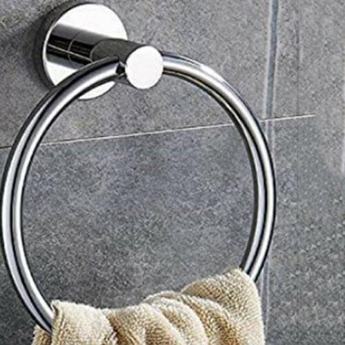 Stainless Steel Towel RingTowel Holder For Bathroom Bath Rag Holder Hangers Wall Mount Round Towel Rack Heavy Duty Storage