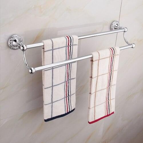 Sliver carved stainless steel towel rack 60 cm for bathroom towel holder wall mounted