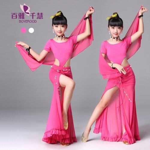Childrens Belly Dance Garment New Long Skirt Suit Professional Bellydance Practice Costumes Girl Oriental Dance Clothes H4515