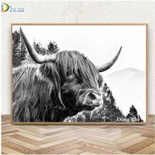 DIY 5D Diamond Painting Highland Cow Cross Stitch Home Decor Full Square/Round Drill Mosaic Embroidery Handmade Rhinestone Gift