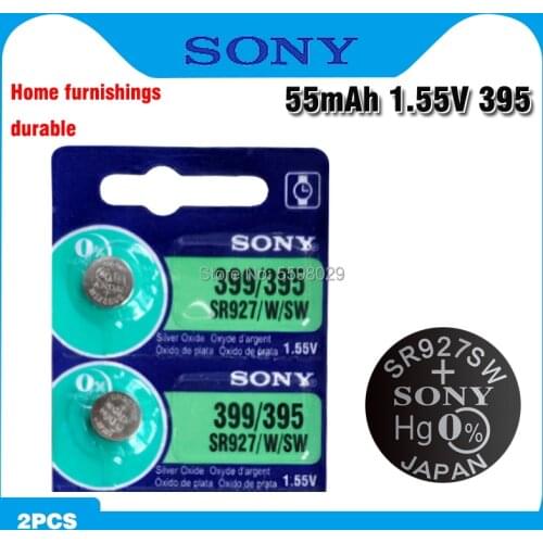 2pc Sony 100% Original 395 SR927SW 399 SR927W LR927 AG7 1.55V Watch Battery SR927SW 395 Button Coin Cell MADE IN JAPAN