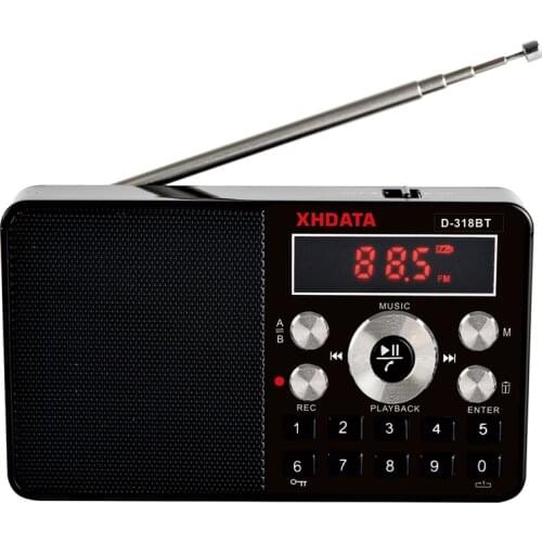 XHDATA D-318BT mini mp3 player stereo radio fm portable screen can support recording MP3 repeat speaker function with TF card