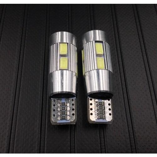 For 2PCS T10 W5W 194 10 5630 SMD LED Car Reading Lamps No Error Auto Parking Lights Wedge Bulbs With Lens Amber Blue White Red