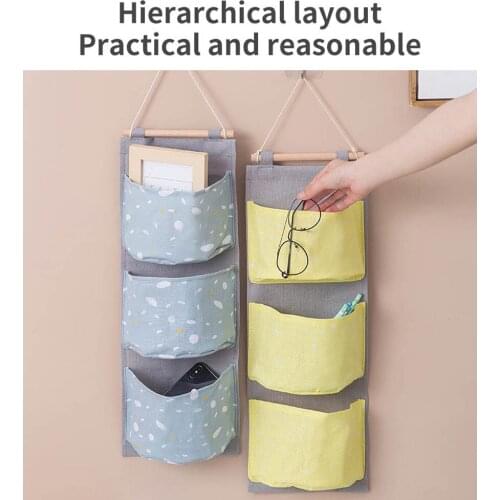 Creative New Linen Cloth Art Simple Dormitory After The Door Cosmetics Toys Sundries Storage Sorting Hanging Bag Storage Basket