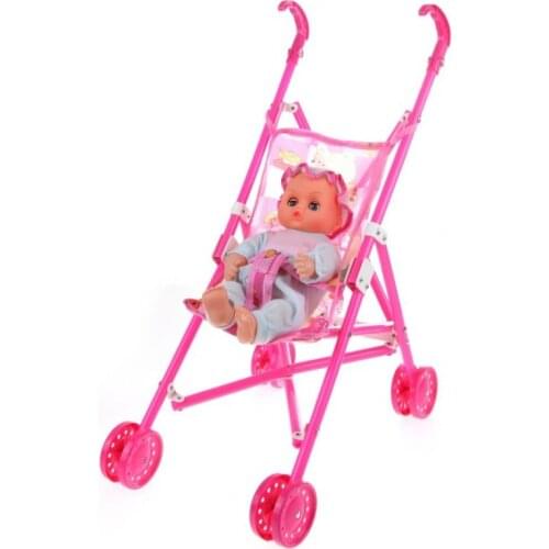 Dolls Buggy Stroller Pushchair Pram Foldable Toy Doll Pram Baby Doll