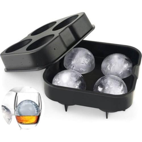 Multifunctional 4-Cavity Silicone Ball Ice Ball Maker Cocktail Whiskey Form For Ice Ball Tray Ice Cream Mold Kitchen Tool Home