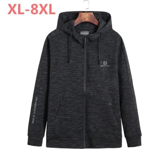 Plus size 10XL 8XL 6XL spring autumn men jacket coat brand-clothing solid grey hooded jacket male top quality casual outerwear
