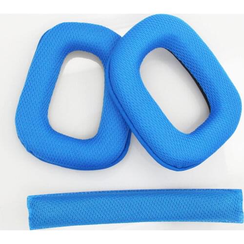 Soft Earphone Replacement Headband Cushion Earpad Set For Logitech G430 G930 Headphones Blue Replacement Ear Pads Spare Parts