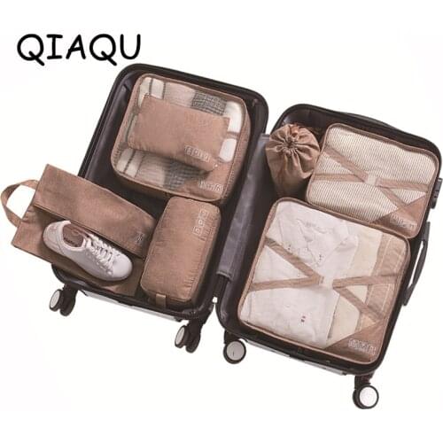 Clothes Storage Luggage Organizer 7Pcs/set Travel Accessories Clothes arrange Kit cosmetic Tidy package Shoes Finishing Bag