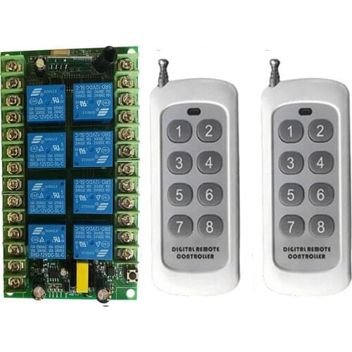 AC 220V 8 CH Channels 8CH RF Wireless Remote Control Switch Remote Control System receiver transmitter 8CH Relay 315/433 MHz