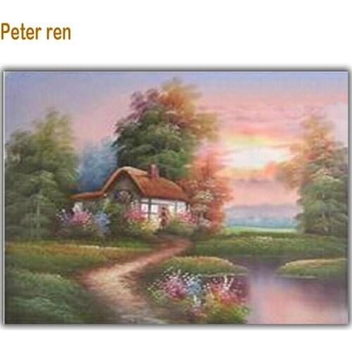 Peter ren DIY Diamond Painting Cross stitch Round drill & Square diamond icon Mosaic full Diamond embroidery Country House Pool