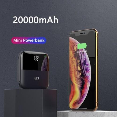 Power Bank 20000mAh Portable Charger Powerbank Mobile External Battery for Xiaomi iPhone Samsung Poverbank with Digital Display