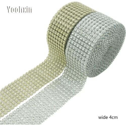 4CM Wide Luxury silver gold Shiny Embroidery lace fabric trim ribbon cord DIY sewing applique Christmas wedding dress decor