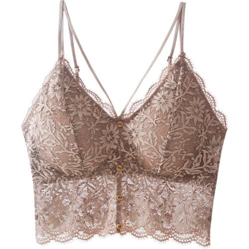 Sanderala Women Sexy Backless Lace Bra Soft Plus Size Soft Full Cup Wireless Comfortable Female Underwear Padded Lingerie