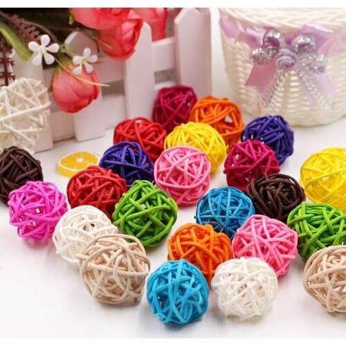 Sepak Takraw Ball 1Pcs 3cm Multicolor Round Rattan Ball For Wedding Party Birthday Christmas Home Diy Gift Crafts Ornament Decor