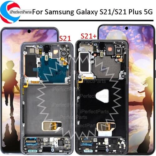 Super Amoled For Samsung Galaxy S21 Plus Display With Frame Touch Screen Digitizer tela For Samsung S21 LCD G990 G990F G990F/DS