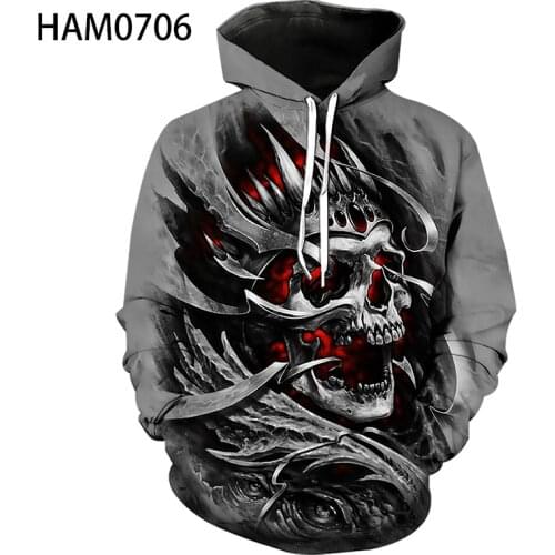 Satan skeleton 2021 popular 3D printing creative loose spring and autumn Hoodie Boys and girls hip hop street fashion Sweatshirt