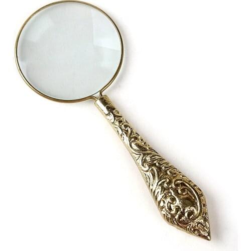 High-grade Metal Magnifying Glass Exquisite Magnifying Glass Hand-held Portable Magnifying Glass for Students and The Elderly 4X