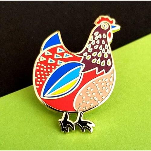 YAOJIE Beautiful Rainbow Hen Chicken Enamel Brooch Pin Backpack Hat Bag Lapel Pins Badges Fashion Jewelry Accessories