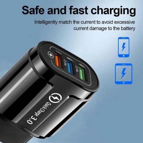 The new Qc3.0 3usb mobile phone charger three USB fast charge adapter multi-port charging head 18W charging head