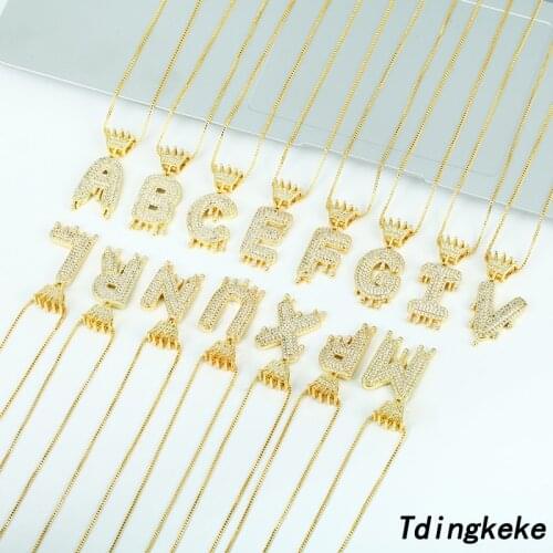 Womens gold crown letter alphabet pendant necklace A-Z diy name necklace unique intial punk tassel necklace dropshipping