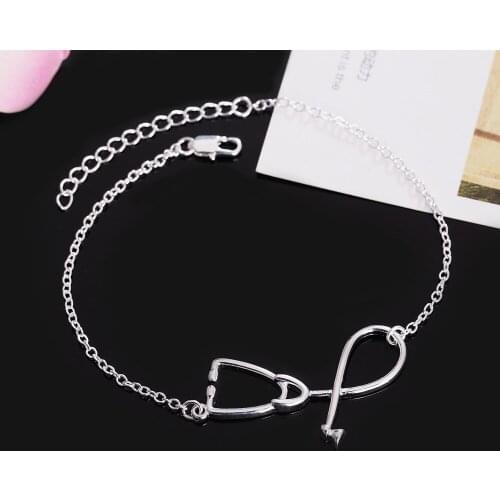 Hot Popular Jewelry 925 Sterling Silver Simple Stethoscope Chain Bracelets for Women Fashion Wedding Party Christmas Gifts