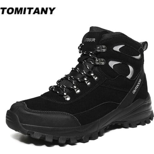 Winter Warm Men Boots Anti-Skidding Men Sneakers Walking Footwear Fashion Outdoor Male Hiking Boots Work Shoes Durable Outsole