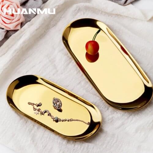 Nordic Style Gold Dining Plate Stainless Steel Dessert Plate Nut Fruit Cake Tray Snack Kitchen Plate Western Steak Kitchen Plate