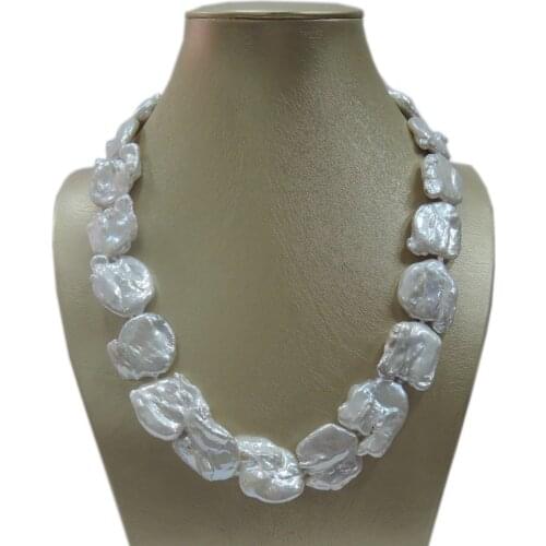 100% NATURE FRESHWATER Baroque PEARL NECKLACE-good quality-925 SILVER clasp
