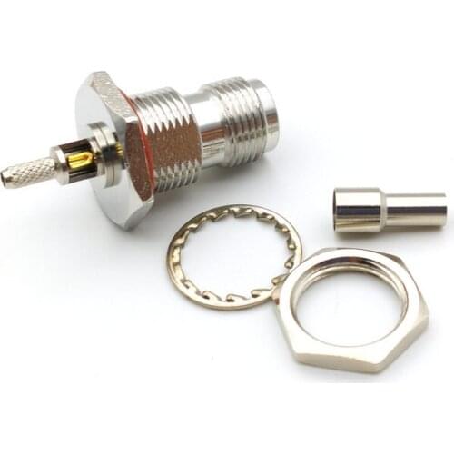 100pcs copper RF TNC Crimp Jack Female Bulkhead O-ring Connector for RG316 RG174 cable