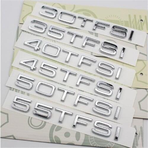 100pcs New Car Styling 3D ABS Silver 30TFSI 35TFSI 40TFSI 45TFSI 50TFSI 55TFSI Rear Boot Badge Emblem Sticker For Q3 Q5 Q7 A4 A6