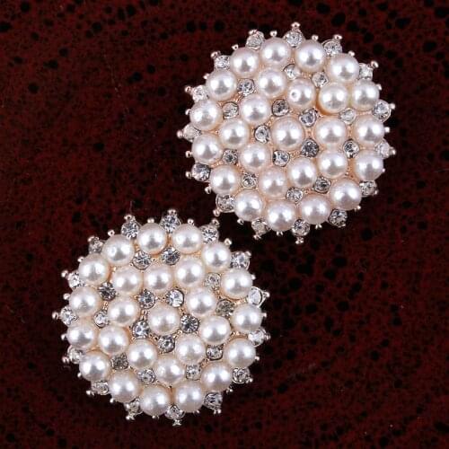 20pcs/lot 20MM 2Colors DIY Round Shape Metal Plating Flatback Bulk Button For Flower Centre Clear Decorative Rhinestone Buttons