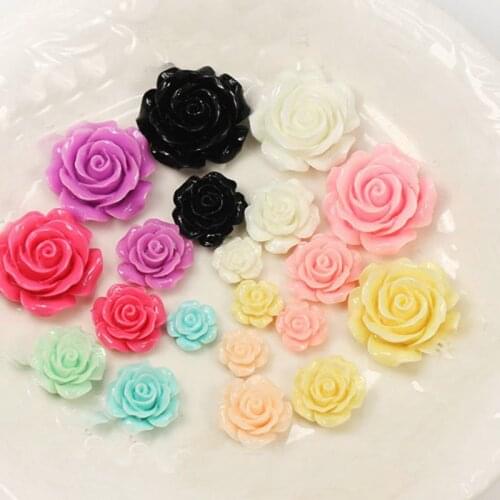 200Pcs multicolor Resin Flower Flatback Cabochon Scrapbooking Craft Mixed size 10/13/18mm 004004025