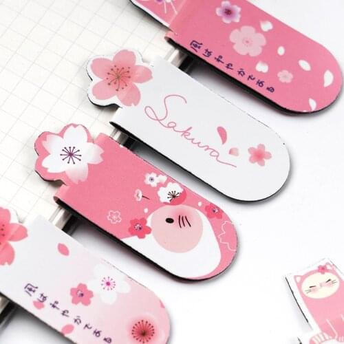 Cute Sakura Magnetic Bookmarks 3 Into Mini Marker Page Marks Flip Magnet Book Folder Paper Book Mark Clips Sakura Stationery