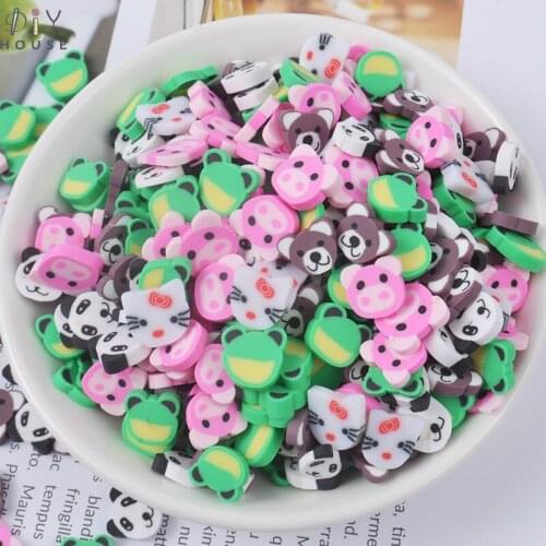 50Pcs Cartoon Animal Polymer Clay Slice DIY Craft Supplies Phone Shell Pencil Case Decor Accessories Materials Atrs