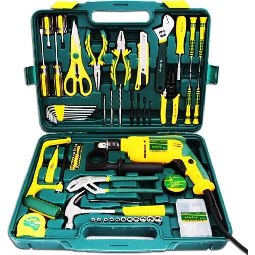 98PCS/ Set Manual Household Tool Kit Hardware Tools Group Set Electrician Carpentry Repair Kit Box Combination