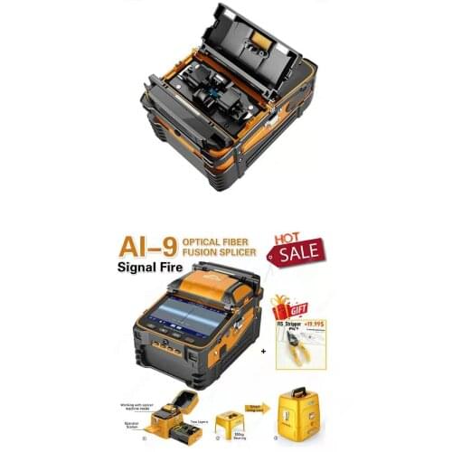 AI-9 SM MM Intelligent Optic Fusion Splicer with OPM VFL 10-languages FTTH 6-Motors Fiber 5S Fast Splicing/15S Fast Heating