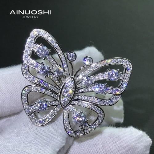 AINUOSHI 925 Sterling Silver Luxury Simulated SONA Diamond Engagement Rings For Women Birthday Exquisite Knot Rings Gift
