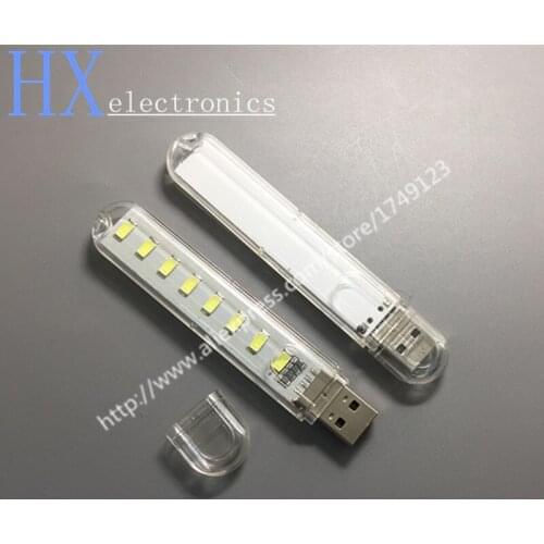 Free Shipping 5PCS MMini USB LED Night Light 5730SMD 8LEDs 5V Keychain Bulb Book Lamp for Reading Notebook Power Bank Computer