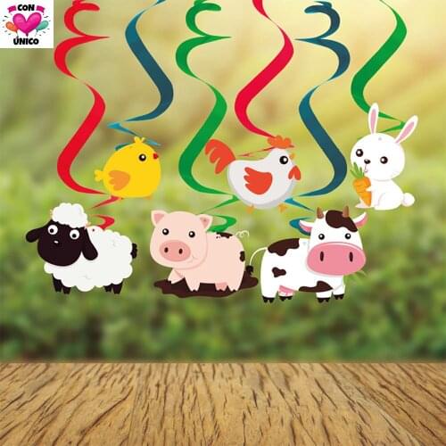 Conunico Farm Animal Party Supplies Tableware Farm Birthday Tableware Set Birthday Party Decor. Hanging Espiral Swirl FA5061