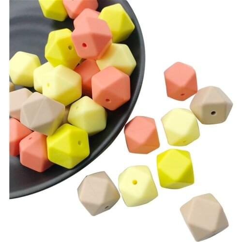 Baby Yellow Seies Silicone Hex Octagonal Beads 17mm 20pc Can Chew Pram Toy DIY Jewelry Nursing Accessories Baby Teether