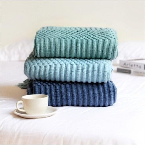 Inya All Seas Throw Blankets for Couch Sofa Bed Decorative Knitted Blanket with Tassels, Soft Lightweight Cozy Textured Blankets