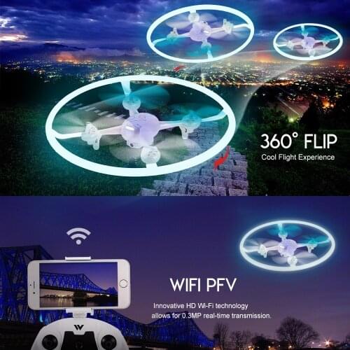 W3 Rmote Control Drone 480P Camera With Light One Button Takeoff Six axis Gyroscope fixed Height Headless Mode 2.4GHz RC Drone